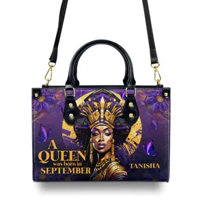 Sac à main bandoulière en cuir PU pour femme, vue détaillée, grand cabas imprimé reine élégante.