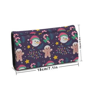 Portafoglio lungo in pelle da donna con motivo di omino di pan di zenzero di Natale borsa a mano