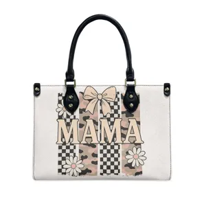 Fashion MAMA printed women PU leather handbag, large capacity stylish top handle bag.