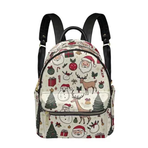 Zaino in pelle di Natale da donna casual grande capacità borsa da viaggio festiva