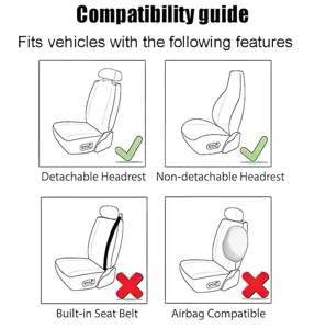 Gedetailleerde compatibiliteitsgids voor universele autostoelhoezen en verschillende stoeltypen.