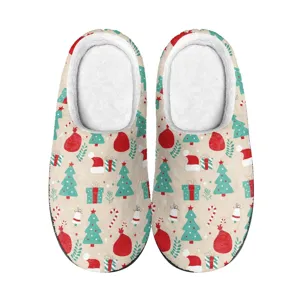 Weihnachten Plüsch Hausschuhe, warme kuschelige Winterschuhe mit süßem festlichen Weihnachtsmotiv.