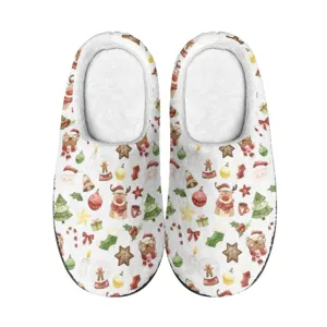 Weihnachtsmotive Pluesch Hausschuhe warme Winter Indoor gemuetliche flauschige Schuhe Damen