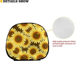Sunflower print car headrest cover, high quality polyester fabric, durable and easy to clean.
