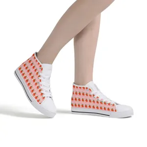 Damen High Top Segeltuch Sneaker rosa Erdbeere Druck Freizeit Schnürschuhe Board Schuhe