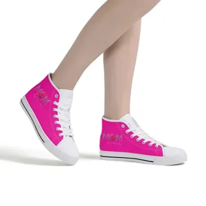 Damen High-Top Segeltuch Sneaker rosa Muttertag individuell bedruckt Freizeitschuhe
