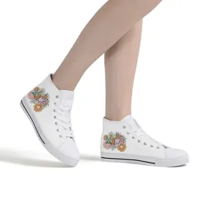 Muttertag blumige MAMA Print High Top Segeltuch Freizeit Sneaker Damen Modeschuhe