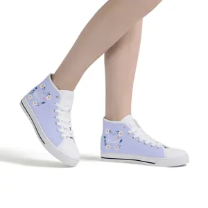 Damen High Top Leinwand Schuhe Muttertag Blumen Druck Schnürung Freizeitsneakers