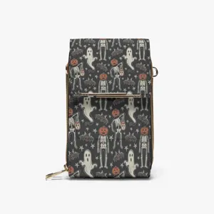 Bolso de Pecho para Teléfono de Cuero PU con Estampado de Fantasma de Dibujos Animados de Halloween Bolso de Cartera de Honda Cruzado Creativo Para Hombres Mujeres Bolso de Hombro Casual Urbano