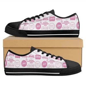 Muttertag Druck Low-Top Segeltuch Turnschuhe, stilvolle Freizeitschuhe für Damen und Mädchen.