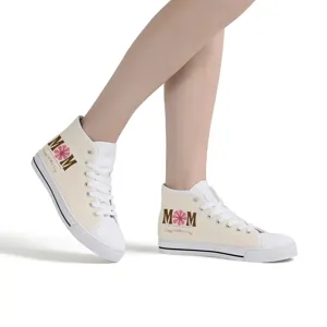 Damen Muttertag Druck High Top Segeltuch Schuhe Freizeit Schnür Sneaker bequemes Schuhwerk