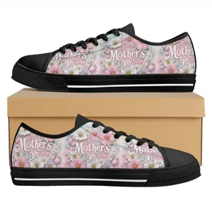Unisex Low Top Canvas Sneakers Muttertag Blumen Druck Freizeit Schnürschuhe Schuhe