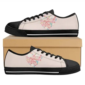 Personalisierte Muttertag Print Low Top Segeltuch Sneaker freizeitschuhe fuer damen geschenk