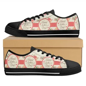 Damen Low-Top Canvas Sneaker mit Fröhlicher Muttertag Druck, lässige Schnürschuhe.