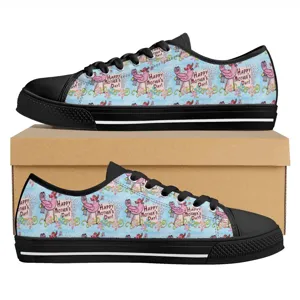 Personalisierter Muttertag Druck Low-Top Leinen Sneaker, modische Freizeitschuhe.