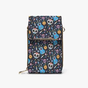 Bolso cruzado de calavera de Halloween de cuero PU pequeña cartera de teléfono mujer