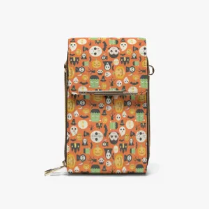 Halloween theme print women crossbody phone wallet leather pouch casual card holder bag main