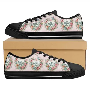 Individuelle muttertag blumen herz print low top segeltuch schuhe freizeit sneakers