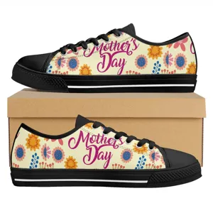 Low-Top-Leinwand-Sneakers mit Muttertag Blumenmuster freizeitschuhe geschenk für frauen