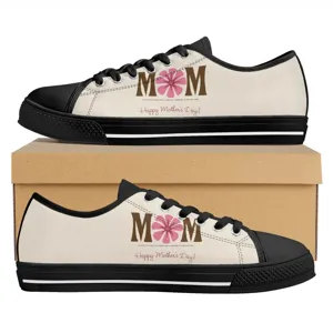 Muttertag bedruckte Low-Top Canvas Sneakers, lässige Schnürschuhe für Damen und Mütter.