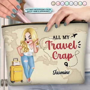 Vista detallada del neceser de maquillaje personalizado con gráfico y frase bonita.
