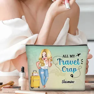 Bolsa de maquillaje de PU personalizada con bonito diseño de dibujos y cremallera.