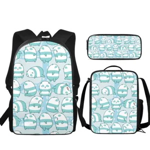 Ensemble de sac à dos d'école mignon à imprimé animal avec sac repas et trousse.