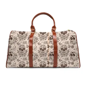 Large Capacity Travel Duffel Bag Sugar Skull Floral Print Canvas Weekender Handbag
