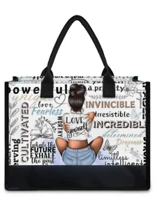 Canvas tote bag for women stylish shoulder bag with motivational quotes and cute graphic design