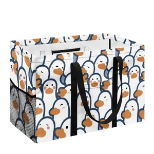 Cesta de Almacenamiento Plegable con Estampado de Patos y Asas para Organizar la Ropa Sucia
