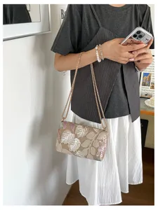 Stijlvolle pailletten geborduurde ketting schoudertas voor dames, elegante handtas.