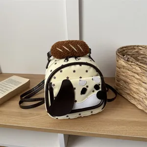 Zaino mini con cagnolino simpatico cartone animato decoro peluche motivo stelle stile college borsa