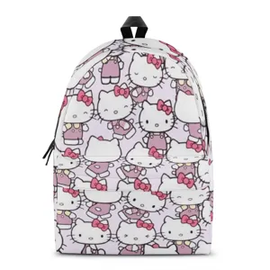 Cute cartoon print school backpack for students, all-over pattern kids casual daypack daily use.