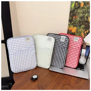 Koreaanse stijl ruitjes tablet hoes laptop binnentas, minimalistische lichte tas.