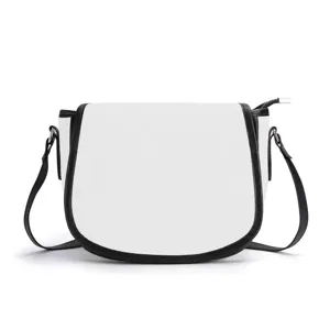 Chic black and white PU leather saddle bag for women, elegant shoulder crossbody everyday purse.