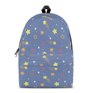 Blauer Rucksack mit Sternen Muster Schultasche Freizeit Kinder Buchertasche mit Fronttasche