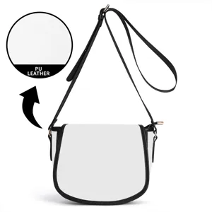 Women PU Leather Saddle Bag Stylish Black and White Crossbody Shoulder Bag Detail View