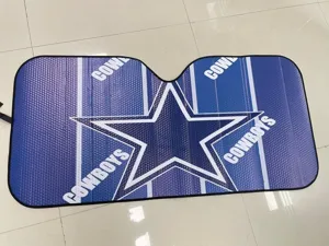 Blauer Auto-Frontscheiben-Sonnenschutz mit Stern und Cowboys-Druck, faltbarer Hitzeschild.