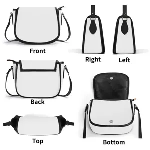 Classic white and black PU leather saddle bag for women, stylish shoulder crossbody bag.