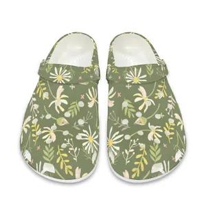 Sommer Herren Damen Botanisch Floral Druck Clogs Sandalen Weiche Sohle Rutschfest Gartenschuhe Atmungsaktiv Strand Wasser Sandalen Outdoor