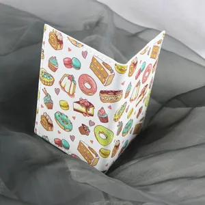 Cute cartoon dessert print PU leather passport holder and document card wallet case