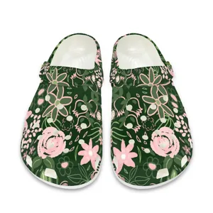 Mode EVA Blumige Gartenschuhe Atmungsaktiv Leichtgewichtig Hohl Slipper Für Herren Damen Outdoor Indoor Botanischer Druck Casual Wasserschuhe