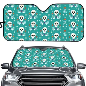 Universal Auto Frontwindschutzscheibe Sonnenschutz Schaumstoff Aluminiumfolie Blumen Totenkopf Bedruckt Auto Sonnenblende Wärmeisolierung