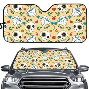 Universal Auto Frontwindschutzscheibe Sonnenschutz Totenkopf Blume Bedruckt Schaumstoff Wärmeisolierung Faltbar Auto Sonnenschild UV Protektor