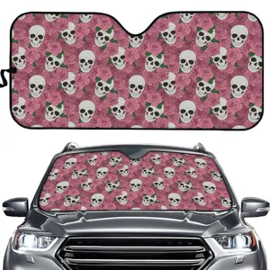 Auto Frontscheibe Sonnenschutz Faltbar Windschutzscheibe Totenkopf Rosen Muster UV Schutz