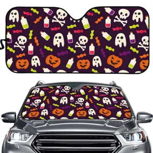 Halloween Auto Frontscheibe Sonnenschutz süßer Geist Kürbis faltbare Sonnenblende Zubehör