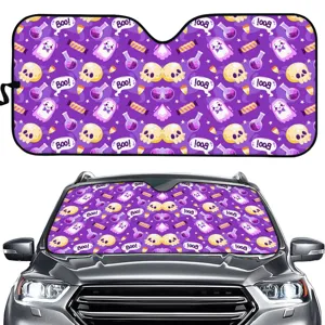 Halloween skull printed car windshield sunshade summer auto sun visor block heat protect