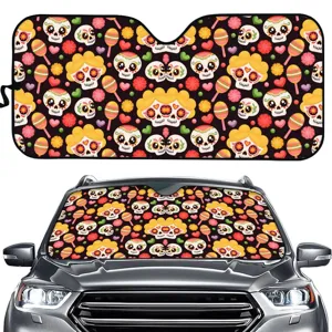 Mexikanische Totenkopf Auto Frontscheibe Sonnenblende, Sommer UV Schutz Hitzeisolierung.