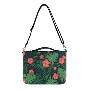 Tropische Blumen Druck Buch Handtasche, Umhängetasche Reißverschluss Aufbewahrungstasche.