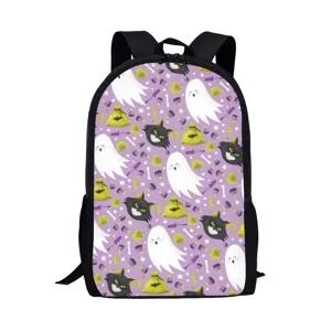 Halloween carino fantasma gatto nero motivo tempo libero bambini scuola zaino casual
